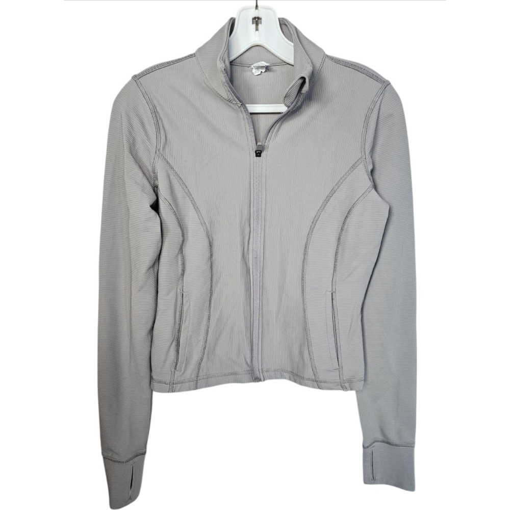 90 Degree by Reflex Jacket Ribbed Full Zip Gray Thumbholes Medium EUC